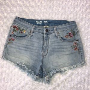 Embellished high waist denim shorts